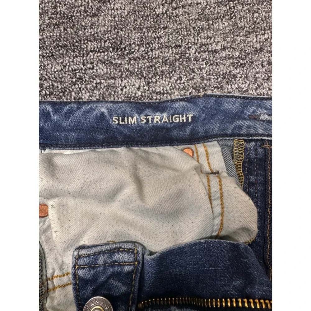 American Eagle Airflex+ Slim Straight Jeans Medium Wash Blue 30x30 Mens Womens